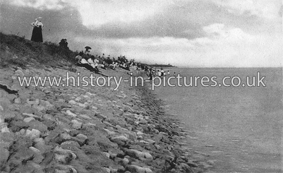 The Beach and Sea Wall, Canvey Island, Essex. c.1918